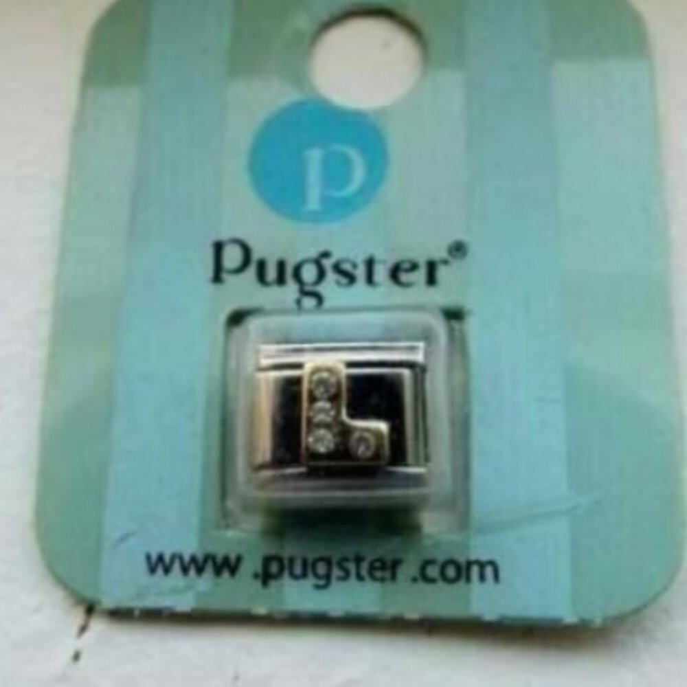 Pugster Letter L crystals enamel 9mm stainless steel Italian charm bracelet link